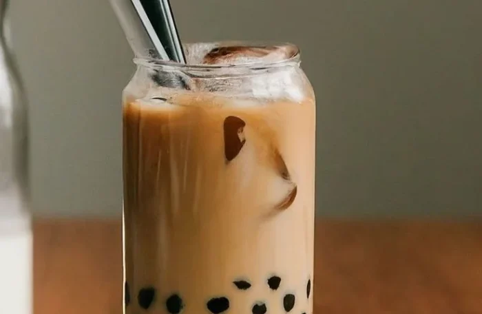 Cold coffee with boba